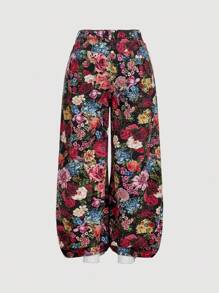 SHEIN MOD 大码花卉印花阔腿休闲牛仔裤、返校季、女装秋季、度假女装、返校季服装、校服、图案裤、优雅女装牛仔裤、乡村音乐会、女装西部风、复古牛仔裤、女装阔腿裤、Y2k 女装、女装早午餐、趣味牛仔裤、复古风女装、约会之夜女装、外出裤装、返校季女装、女装复古服装 - 紅色 - 查看 2