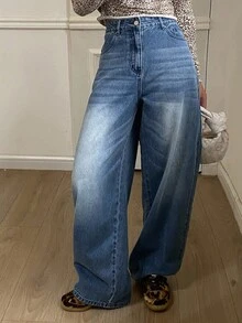 DAZY Jeans rectos casuales y sueltos para mujer, nueva colección de otoño - Azul - Ver 1