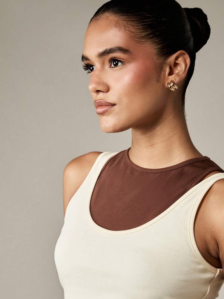 MISSGUIDED Double Layer Tank Top With Contrast Color Design