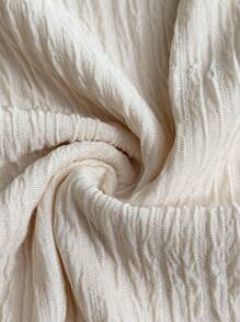 Elaquor 2pcs Plus Size Solid Color Drop Shoulder Long Sleeve Casual Loose Textured Fabric Top And Pants Set - Apricot - View 7