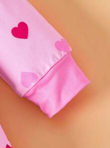 Paul Frank X SHEIN Baby Girl Cute Cartoon Pattern Round Neck Detachable Bib Long Sleeve Knit Comfortable Soft Jumpsuit - Multicolor - View 4