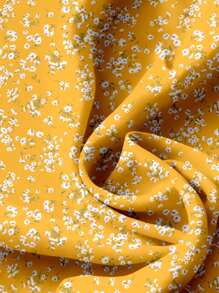 EMERY ROSE 大码女式休闲简约夏季黄色花朵印花衬衫 - 黃色 - 查看 3