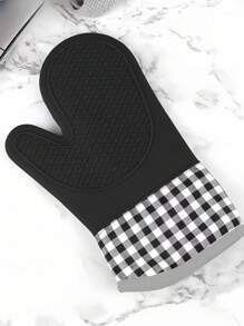 1 件防烫微波炉手套、耐热厨房烘焙手套、耐高温硅胶烤箱手套 - 家庭厨房、防滑厨房用品、节日烹饪礼物，适合家庭和厨房组织 - 黑色 - 查看 3