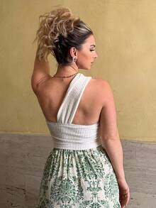 Jeta Ari Áo cánh nữ màu trơn lệch vai không tay ôm vừa vặn thường ngày đi nghỉ - trắng - Xem 2