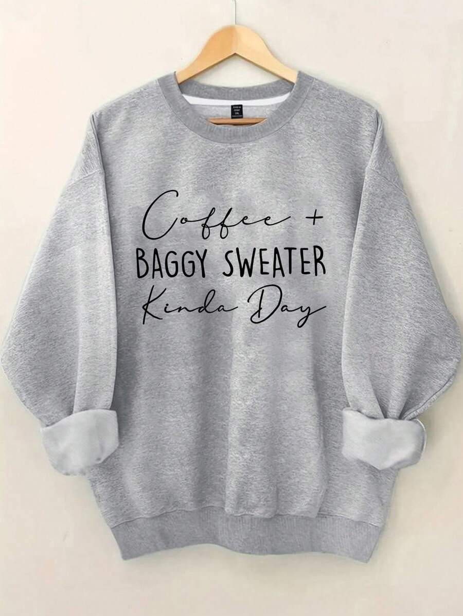 EMERY ROSE Plus Size Women's Letter Print Hot Selling Round Neck Sweatshirt Fall Cloth For Women Winter Autumn