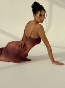 Aloruh 性感霓虹渐变色度假风细肩带露背紧身印花连衣裙，适合夏季度假 - 彩色 - 查看 2