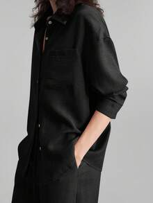 Ontre 2026 Spring/Summer Women's Minimalist Comfortable Style, Women's 2 Pieces Pajama-Style Loungewear, Urban Commute Business Casual Wear, Office Attire, Women's Teacher Uniform, Women's Elegant Outfit, Formal Outerwear - Black - View 7