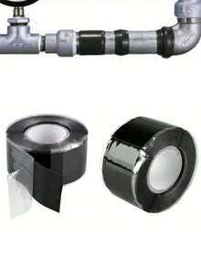 1 件防水泄漏修补胶带，自熔硅胶胶带，用于绝缘和管道密封 - 黑色 - 查看 1