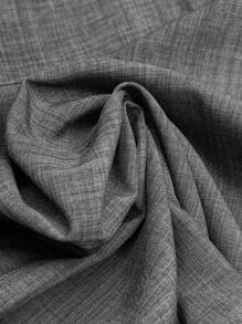 Linhara 大码女式夏季亚麻休闲通勤日常外出松紧腰圆下摆开衩设计中国结装饰纽扣短裤 - 灰色 - 查看 5