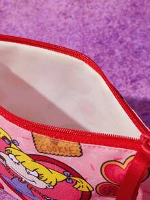 Nick 90s | SHEIN 1pc Polyester Cartoon Character Printed Lightweight Cosmetic Bag, Suitable For Storing Cosmetics, Stationery, Daily Necessities, Digital Products, Great For Commuting, School, Travel, Suitable For Men, Women, Students - Multicolor - View 6