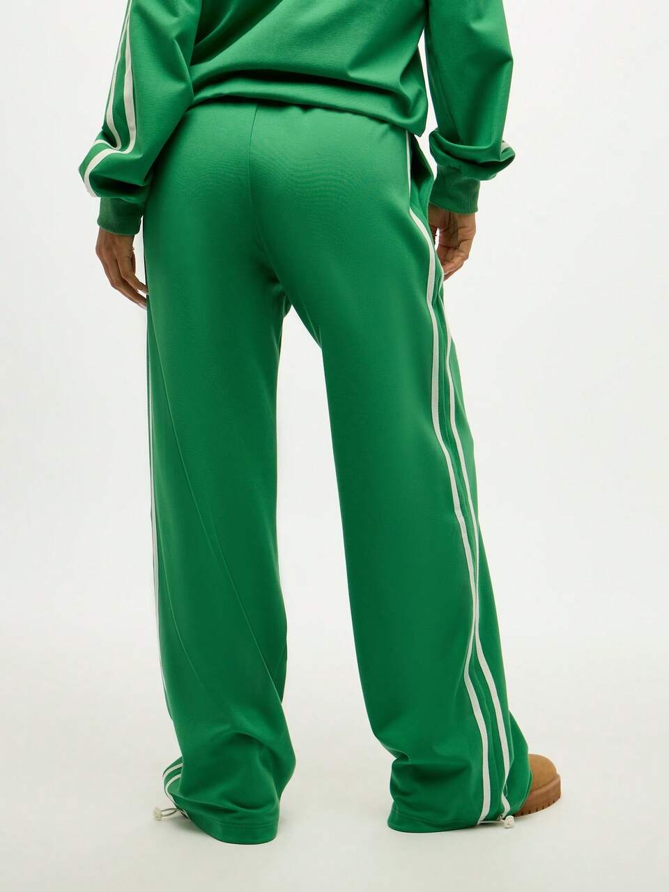 SUMWON WOMEN Pantalon de survêtement à jambes larges avec bandes latérales et taille élastique