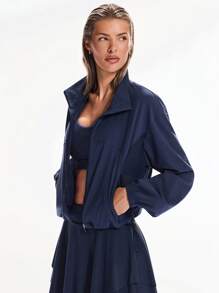 GLOWMODE 防水轻质网球腋下后网眼面板可调节下摆腰长夹克健身训练网球 - Dark Blue - 查看 7