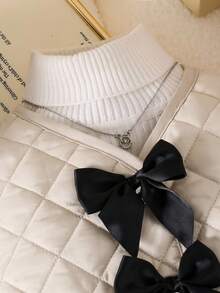 Young Girls Casual Cute Bowknot Quilted Vest - Apricot - View 3