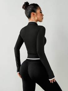 Dewbera Áo khoác thể thao nữ dành cho hoạt động ngoài trời, chạy bộ, đi bộ đường dài, tập gym - màu đen - Xem 2