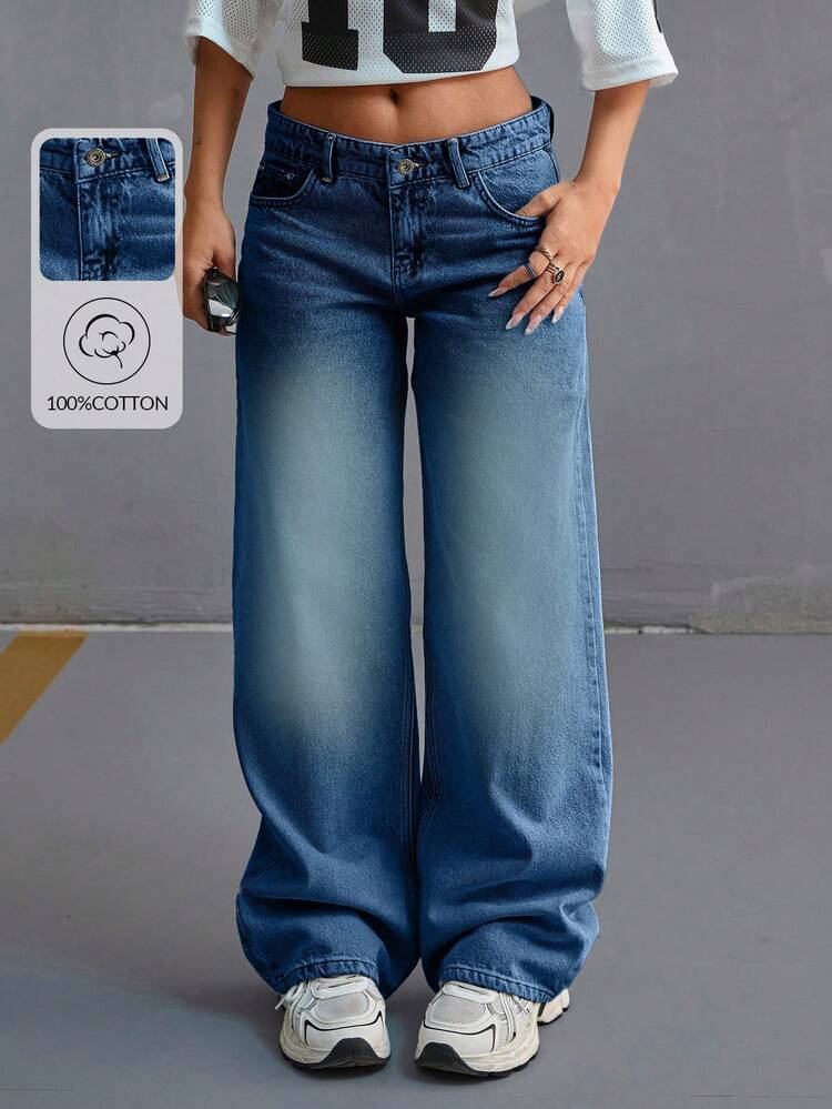 EURMUSE LOW WAIST DOUBLE POCKET BLUE JEANS WOMAN - Dark Wash - View 1