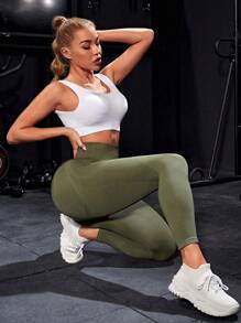 Rhythm Era 橄榄绿加大码无缝运动紧身裤健身紧身裤瑜伽女裤