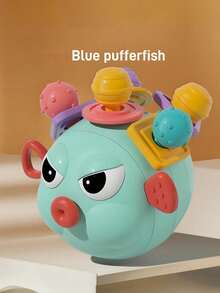 Zazumi 1PC 4.13*3.74in  Chewable BiteResistant EasyGrasp Sensory Teether Ball Colorful Manhattan Toy Cute Pufferfish Shape Educational Developmental Playtime Essential Learning Toy SensoryPlay FineMotorSkills