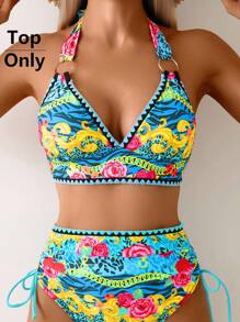 Swim Lushoire 1pc Floral And Leopard Print One-Piece Swimsuit, European American Style Summer Swimming Costume - Multicolor - View 1