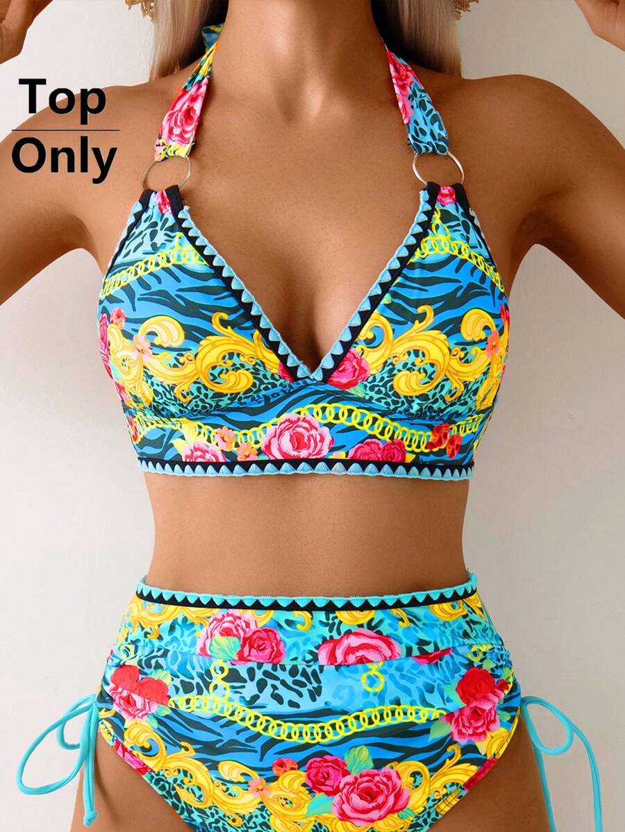 Swim Lushoire 1pc Floral And Leopard Print One-Piece Swimsuit, European American Style Summer Swimming Costume - Multicolor - View 1