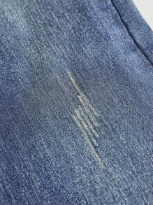 SHEIN بنطلون جينز أزرق كلاسيكي ضيق مرن ذو خصر منخفض وقصة واسعة للمراهقات