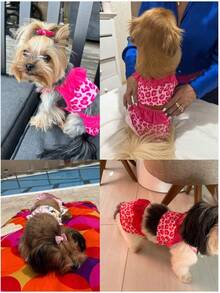 Conjunto de traje de baño para perro, ropa para perro, falda y traje de baño con estampado de leopardo rosa, bikini de verano transpirable y con estilo, accesorios de fotografía para mascotas, suministros para mascotas, adecuado para perros y gatos para nadar
