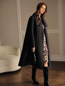 MOTF PREMIUM 系腰带拉链冬季大衣 - 黑色 - 查看 6