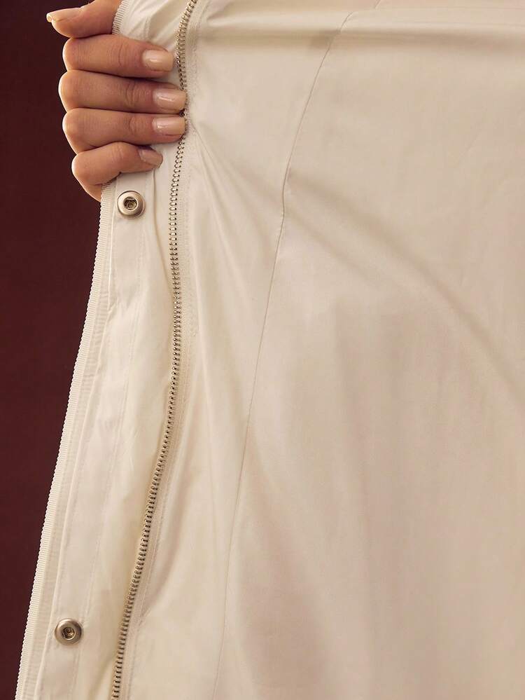 HOODED CONTRAST FAUX FUR WINTER COAT