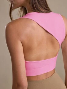 Eassivo Women's Backless Yoga Crop Top, Casual Versatile Short Fitness Sports Tank Top