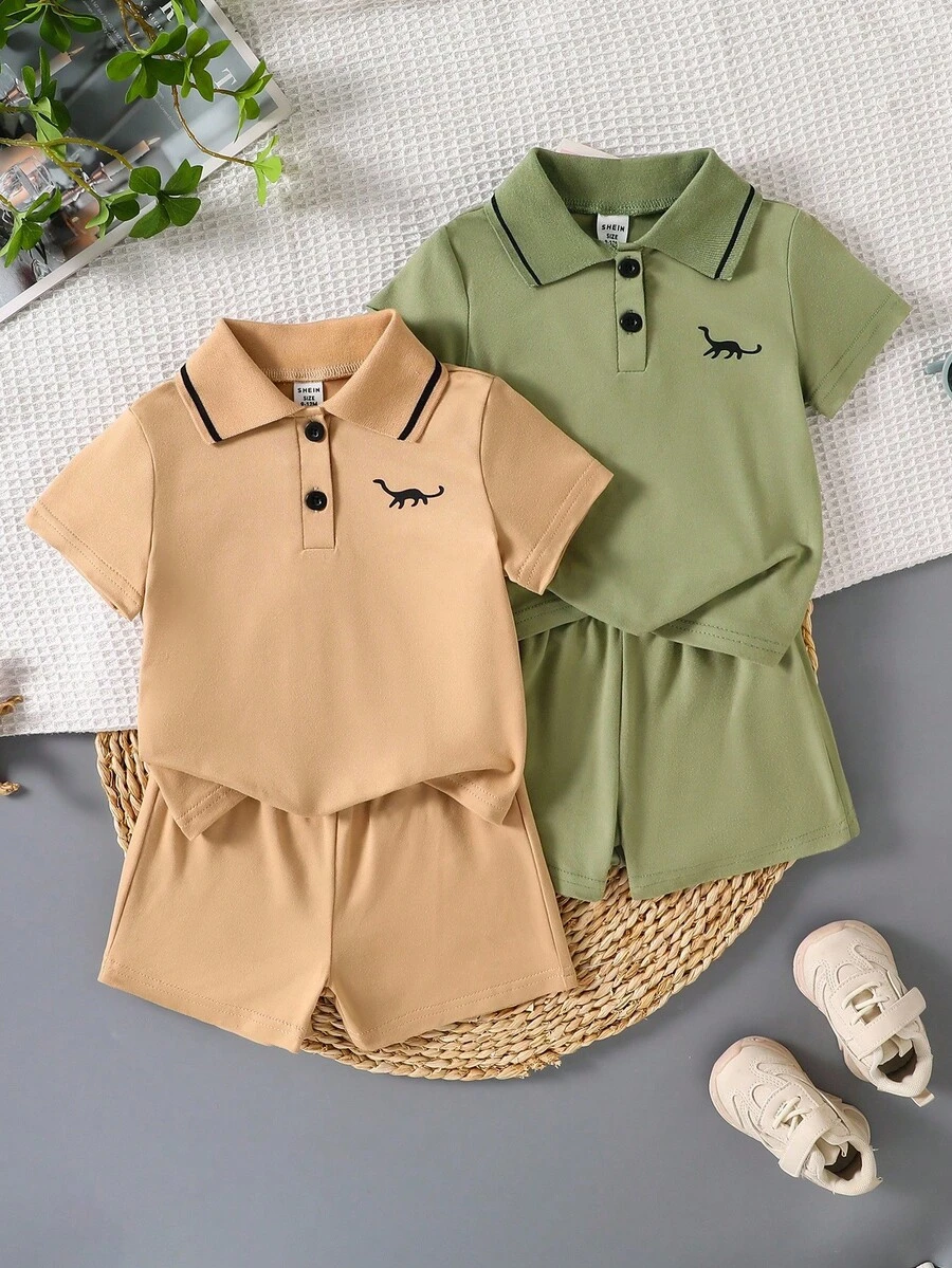 2-5 件套新款婴儿 Polo 衫短袖套装，时尚婴幼儿夏季服装套装 - 彩色 - 查看 1