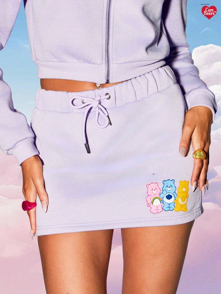 MISSGUIDED x Carebears Drawstring Mini Skirt With Print And Elastic Waist