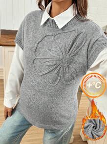 SHEIN Herbstkleidung, Herbstkleidung, Umstandsmode Herbstkleidung Umstandsmode Umstandsmode Floral Jacquard Strick Lässig Loose Weste Damen Pullunder Grauer Pullunder Ärmellose Pullover Blumenpullover Pullover Oberteil Pullunder für Damen Schleife Pullover Damen Pullunder Gestrickter Pullunder