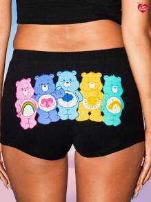 MISSGUIDED x Carebears Y2K 美学两件套可爱人物印花短款上衣迷你短裤节日夏季海滩套装怀旧卡哇伊家居服 - 黑色 - 查看 4