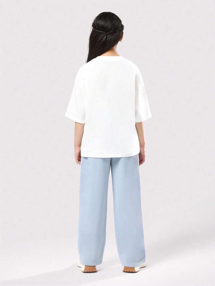 Oversized Manhattan NYC Logo T-Shirt With Wide Leg Pants