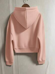 INAWLY Plus Size Solid Color Front Zip Long Sleeve Casual Hoodie Graduation,Back To School,Graduation,Teacher For Women,Back To School Pullover Fall Winter Autumn - Pink - View 2