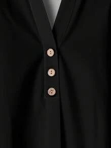 Rusticease 女士休闲纹理圆领上衣和宽松长裤两件套，适合秋夏季节女性穿着，两件套服装，秋季女装，休闲款。 - 黑色 - 查看 4