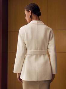 MOTF PREMIUM WOOL SOLID SHAWL COLLAR BELTED OVERCOAT