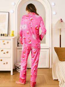 西部牛仔靴与星星图案女士睡衣套装，秋季服装 - 彩色 - 查看 2