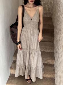 Livesso Women's Summer Spaghetti Strap Waist Midi Dress,Fall Women Clothes Long Sleeve Dress