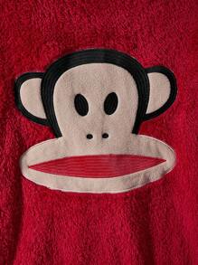 Paul Frank X SHEIN 女式卡通刺绣圆领长袖套头衫 - 紅色 - 查看 3