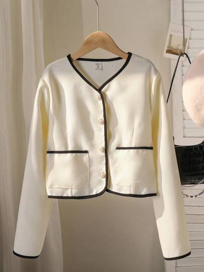 SHEIN Elegant Party & Date Jacket For Teenage Girls