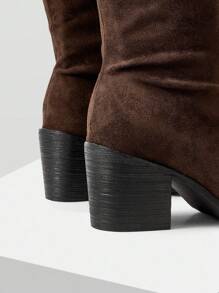 Mnmlis Autumn/Winter Fashion Pointed Toe High Heel Khaki Over-The-Knee Boots, Warm Thermal Lined Tall Riding Boots For Women For Christmas - Brown - View 3