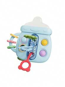 Zazumi Baby Bottle Pull String Rattle Toy - Montessori Sensory Teether For Fine Motor Skills, Early Learning Shaker With Textured Grips & Beads, Infant Developmental Toy Gift For 6-18 Months (Pink Blue Options) - Multicolor - View 9