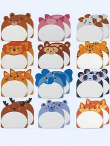 SHEIN 6 件铅笔便签、动物便签、可爱自粘笔记本、趣味粘性便签、适用于学生、教室、学校、办公室、礼物、返校、学校用品、学校、便签、美观学校用品、文具 - 彩色 - 查看 12