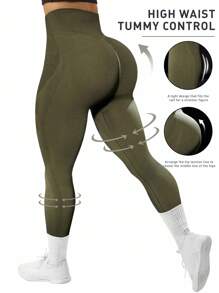 Rhythm Era 橄榄绿加大码无缝运动紧身裤健身紧身裤瑜伽女裤