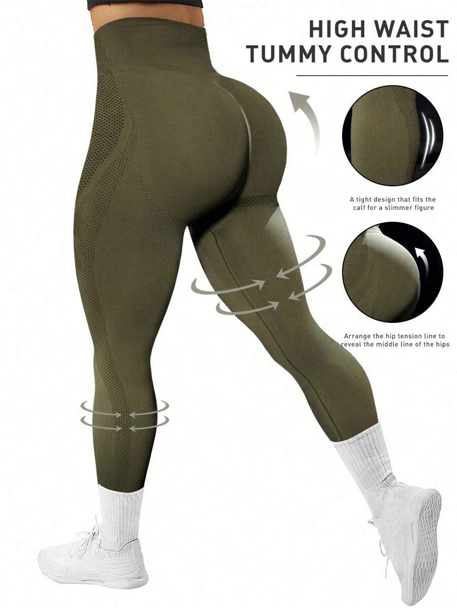 Rhythm Era 橄榄绿加大码无缝运动紧身裤健身紧身裤瑜伽女裤