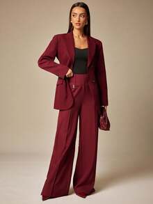 Silquee Women's Solid Color Straight High Waist Casual Versatile Suit Pants Burgundy In Fall/Winter - Burgundy - View 7