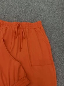 SHEIN Solid Crop Tank Top & Split Thigh Skirt - Orange - View 6