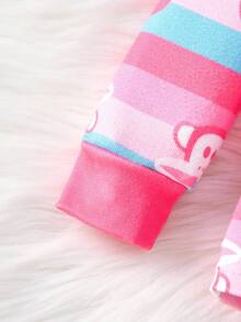 Paul Frank X SHEIN 2pcs/Set Young Girl Cartoon Pattern Crew Neck Long Sleeve Top And Pants Snug Fit Pajamas Set - Multicolor - View 11