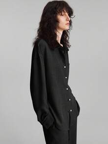 Ontre 2026 Spring/Summer Women's Minimalist Comfortable Style, Women's 2 Pieces Pajama-Style Loungewear, Urban Commute Business Casual Wear, Office Attire, Women's Teacher Uniform, Women's Elegant Outfit, Formal Outerwear - Black - View 5