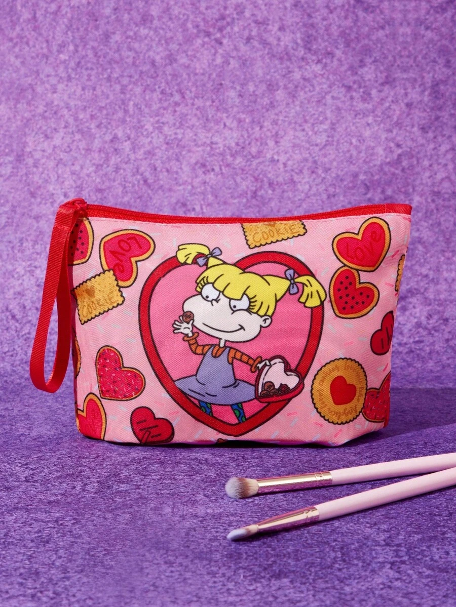 Nick 90s | SHEIN 1pc Polyester Cartoon Character Printed Lightweight Cosmetic Bag, Suitable For Storing Cosmetics, Stationery, Daily Necessities, Digital Products, Great For Commuting, School, Travel, Suitable For Men, Women, Students - Multicolor - View 1